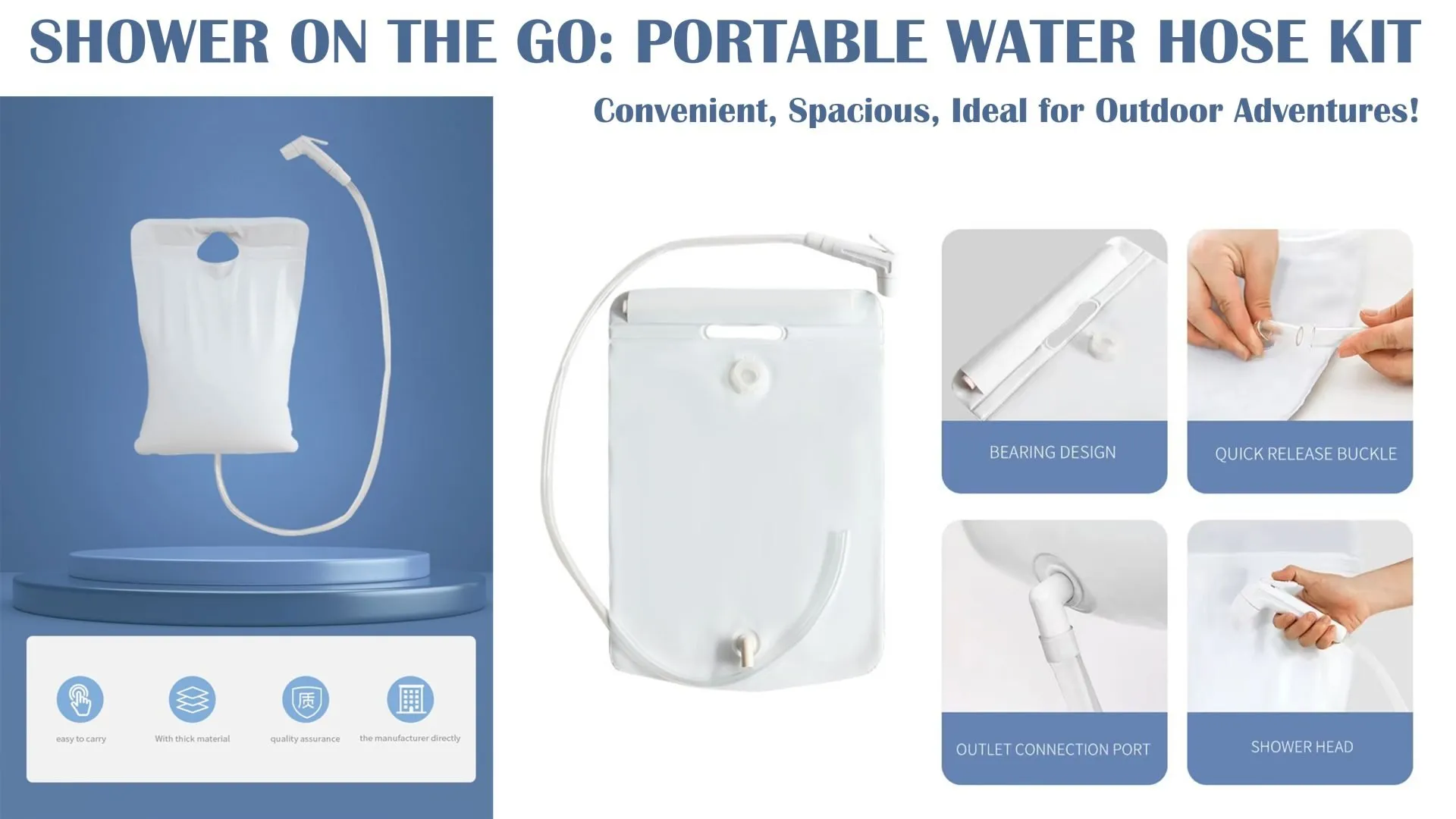 Function illustration of outdoor shower bag