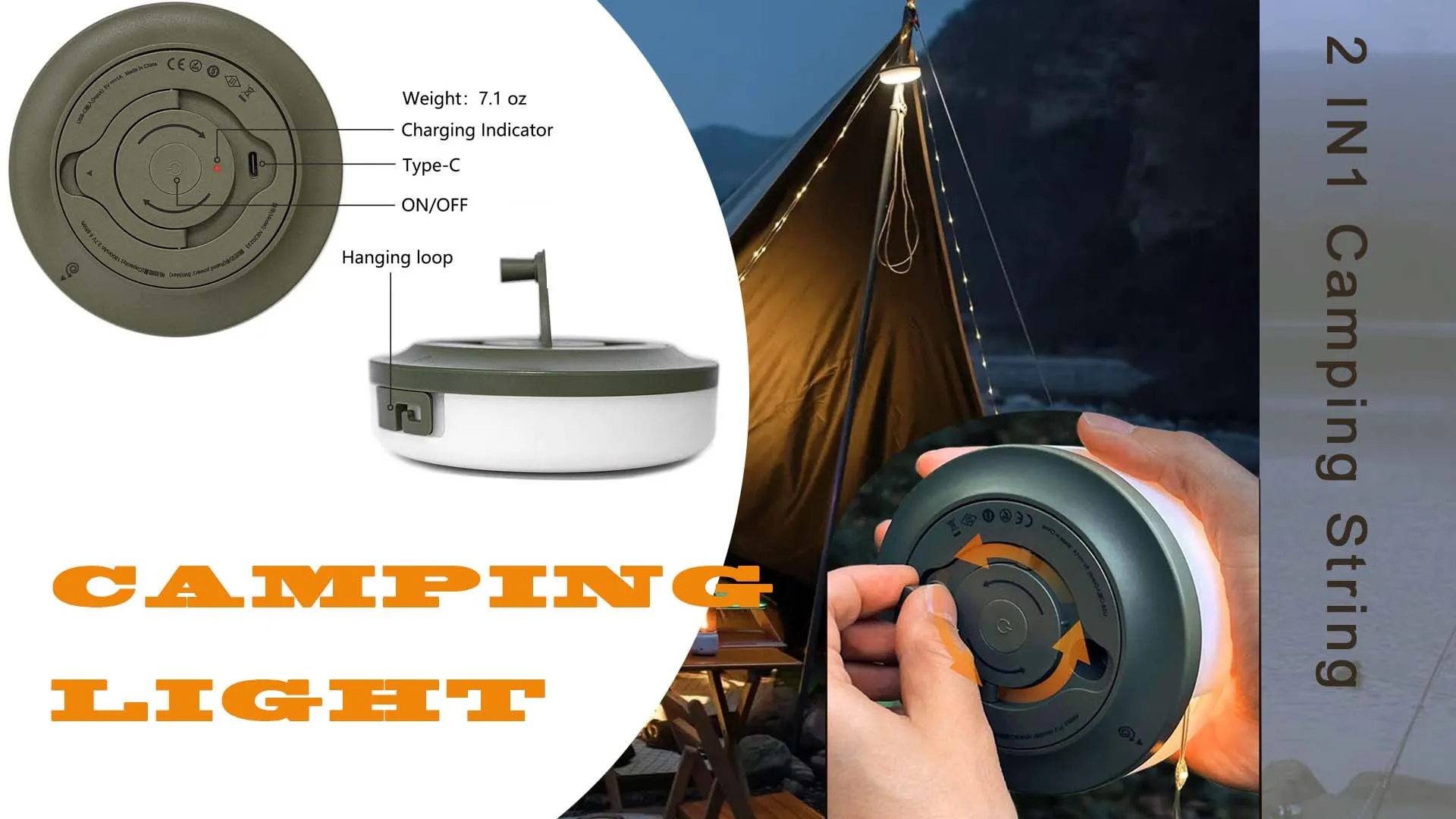 2 in 1 camping light